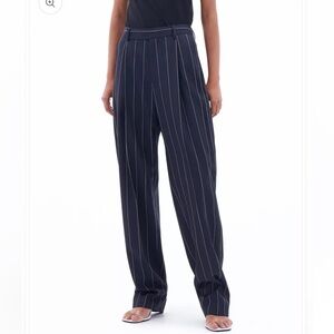 Elegant Navy Pinstripe Women's Trousers